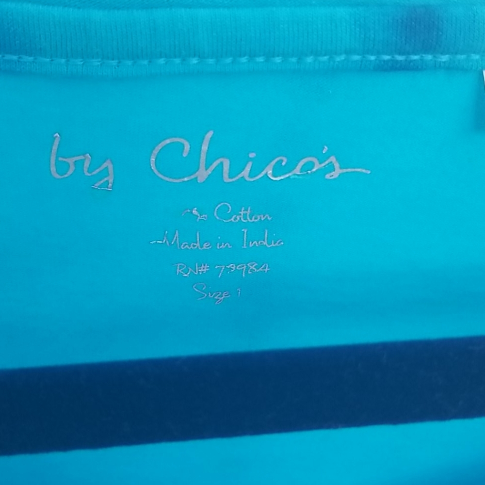 Chicos teal sequin cotton tee medium - Picture 4 of 11